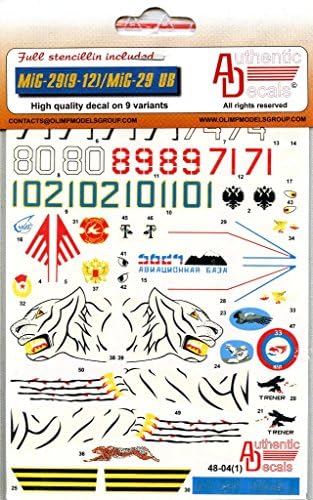Authentic Decals 1:48 Mig-29 (9-12) Mig-29 UB #AD4804