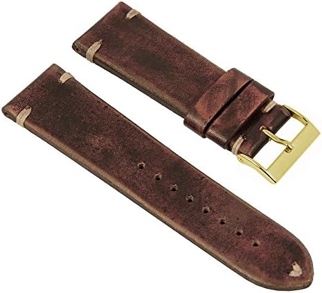 Vintage Replacement Band Watch Band argentinian bovine Leather Strap Burgundy 26250G, width:24mm