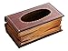 Bellaa 25150 Tissue Box Holder Rectangular Vintage Antique Book Paper Napkin Dispenser Home Office Car Top Lid Wooden Refillable Big Fits All Boxes