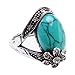 LadayPoa Women's Cubic Zircon created-Turquoise Ring Fashion Silver Plated Stone Rings Size 8