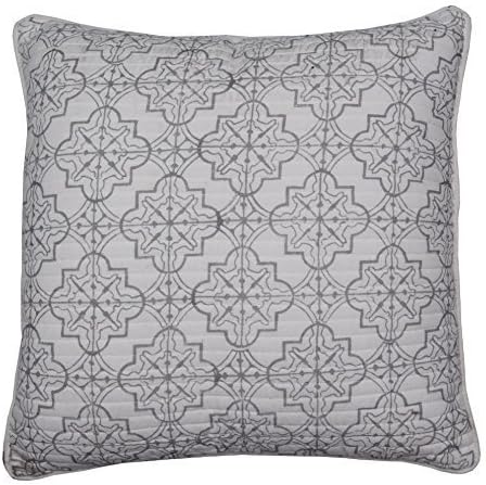 Studio Vintage 100% cotton white and grey quilted cushion cover, throw pillow cover, Accent pillow cover