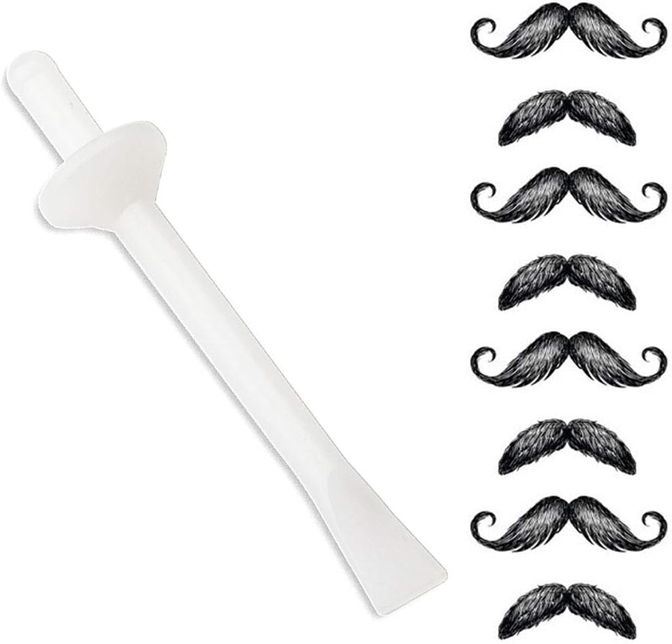 60 Pcs Nose Wax Applicators Plastic Sticks Spatulas Nose Waxing Strips for Nostril Nasal Cleaning Ear Hairs Eyebrow Facial Hair Removal for men and women - 8 Beard Mustache Stickers Included