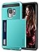 Vofolen Cover for Galaxy S9 Case Wallet Card Slot Holder Sliding Hidden ID Pocket Dual Layer Heavy Duty Protection Rugged Hard Shell TPU Bumper Armor Protective Case for Samsung Galaxy S9 Sky Blue