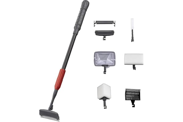 UPETTOOLS Aquarium Cleaning Tool 6 in 1 Algae Scraper Scrubber Pad Adjustable Long Handle Fish Tank Brush Cleaner Set