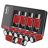 CR123A Rechargeable Battery Compatible with Arlo VMC3030 VMK3200 VMS3330 3430 3530 Wireless Security Cameras, Alarm System, EaseBuy 12-Pack 3.7V CR123A Arlo Rechargeable Batteries with Charger