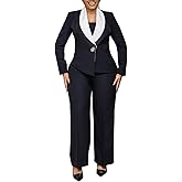 LROSEY Womens Suits 2 Piece Casual Business Outfits Dressy Long Sleeve Deep V Neck Lapel Blazer Suit Jacket High Waist Pants
