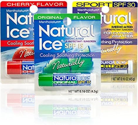 Natural Ice Mentholatum Lip Balm - Variety 3 Pack - Original, Cherry, &amp; Sport