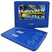KORAMZI 7 inch Portable DVD Player with Rechargeable Battery, SD Card Slot and USB Port Swivel and Fold Portable DVD/CD/MP3 Player with Matching Color Headphones AC/DC Adapter (Blue)- PDVD777