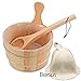Wooden Sauna Bucket with Ladle and Sauna Hat- Handmade 4 Liter (1 Gallon) Wooden Sauna Bucket with Wooden Ladle and Free Size Wool Sauna Hat