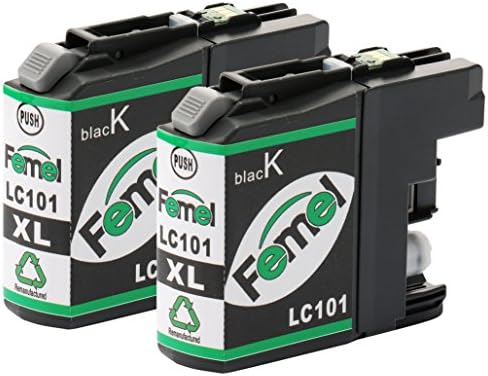 FEMEL Re-manufactured Ink Cartridges Replacement for Brother LC101 LC101XL (2xBlack) Compatible with MFCJ450DW MFCJ650DW MFCJ870DW MFCJ245 MFCJ285DW MFCJ475DW MFCJ875DW DCPJ152W Printers