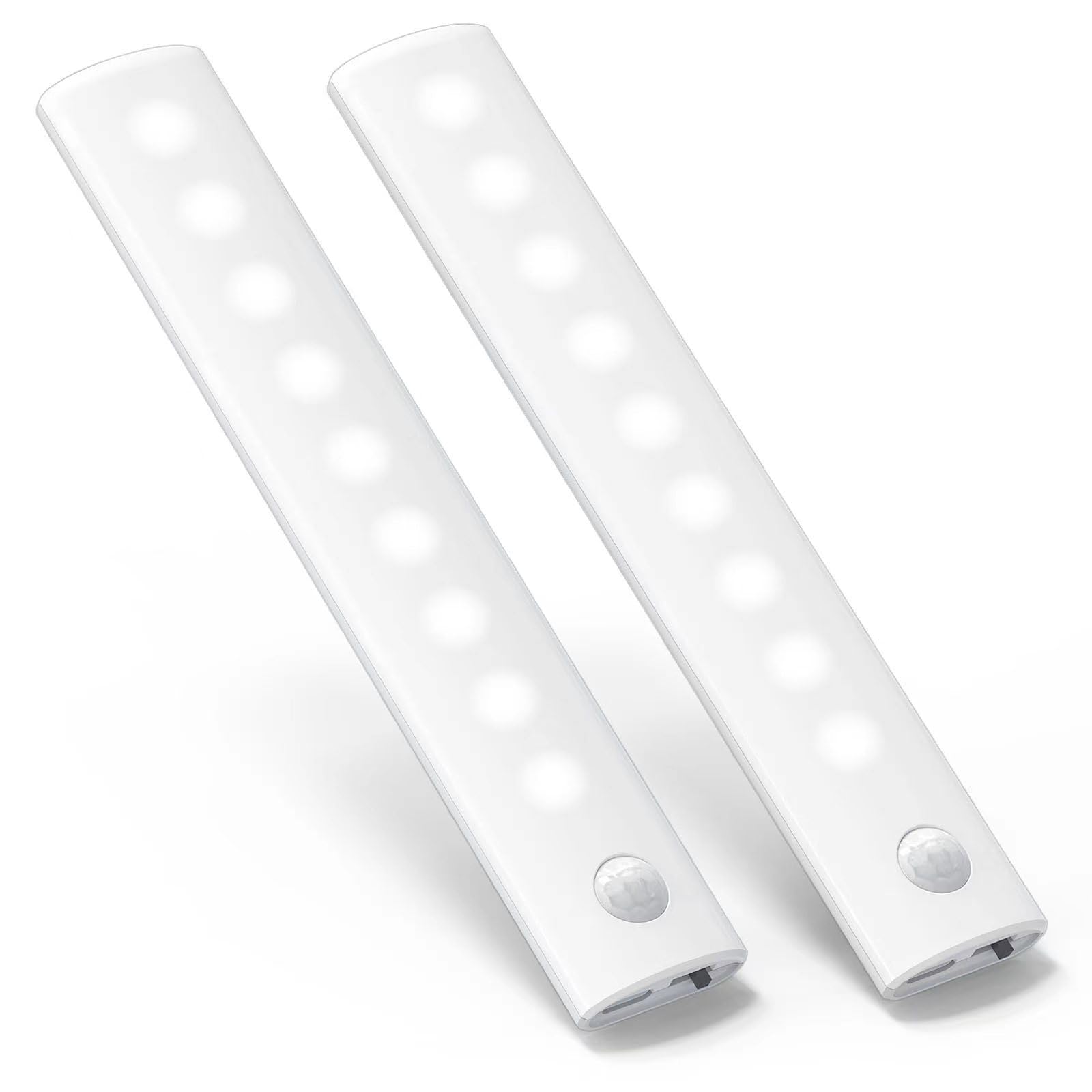 Anmeery 18LED Motion Sensor Wardrobe Light,Under Cabinet Kitchen Lights USB Rechargeable Wireless,Bright Night Light with Magnetic Strip for Cupboard,Closet,2 Pack