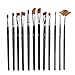 NGwall Paint Brush Set Round MultipurposeTip Nylon Hair Stylist Acrylic Watercolor Painting, Easy to Clean (12 Black)