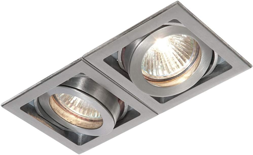 Double/Twin Square Adjustable Head Ceiling Spotlight Aluminium GU10