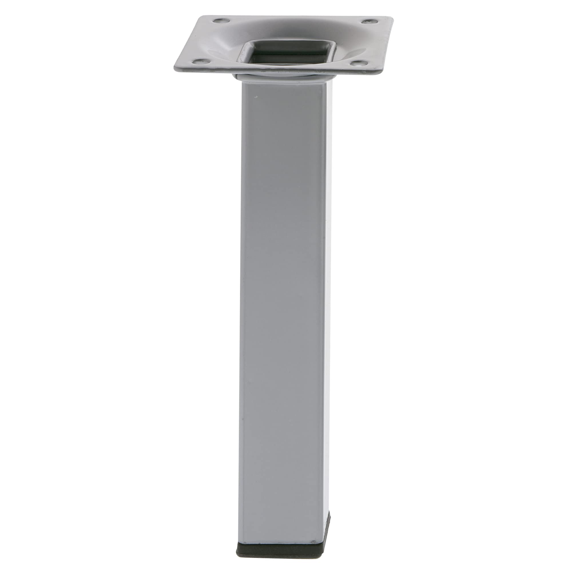 Amig - Square Leg for Furniture | Mod. 3 | 25 x 25 x 400 mm | with Regulation Screw | Screwable by 4 Points | Holds up to 15 kg/Leg | Silver Steel