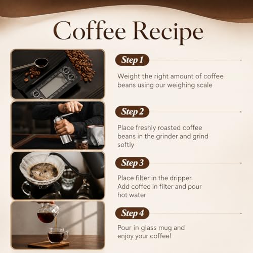 Toshionics V60 Coffee kit Drip Coffee Maker 15 Pcs - Manual Coffee Dripper Pour Over Coffee Set With Portable Bag, Hand Grinder, Gooseneck Kettle, Scale, Double Wall Cup Premium Barista Brewing Set