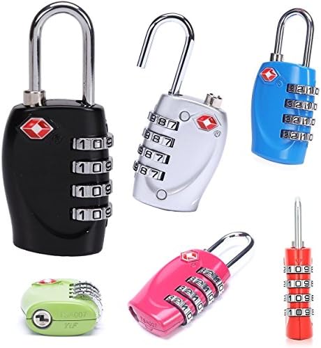 Tasoll 4 Digit Combination Padlock TSA Approved Luggage Lock Number Code Lock for Travel Suitcases Luggage Bag School Gym Lockers Filing Toolbox Case Door Fence Hasp Cabinet Storage 1 Pack Random