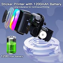 Mini Printer Sticker Printer Print Pod with 6 Rolls