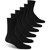 Facool Wide Loose Top Crew Socks, Mens Diabetic Cotton Non-Binding Thin Diabetes Neuropathy Long Cushioned Socks with Seamless Toe(Big and Tall Available), 6 Pairs Black XXL