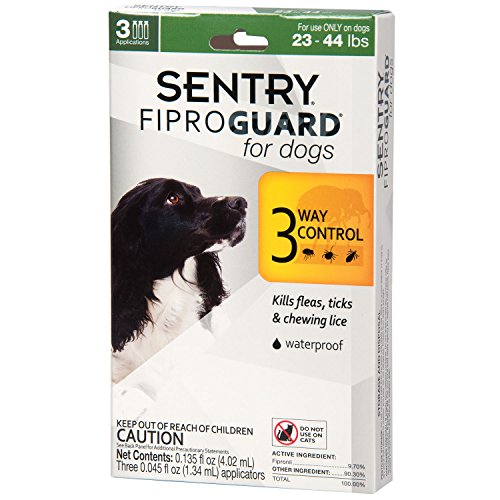 SENTRY Fiproguard for Dogs, Flea and Tick Prevention for Dogs (23-44 Pounds), Includes 3 Month Supply of Topical Flea Treatments