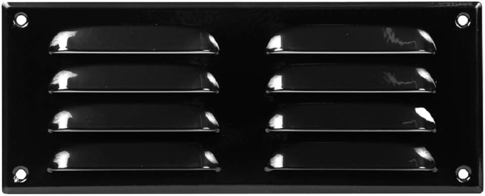 260x105mm / 10x4" inch Black Metal Air Vent Grille Cover with Insect Mesh - Ventilation Cover