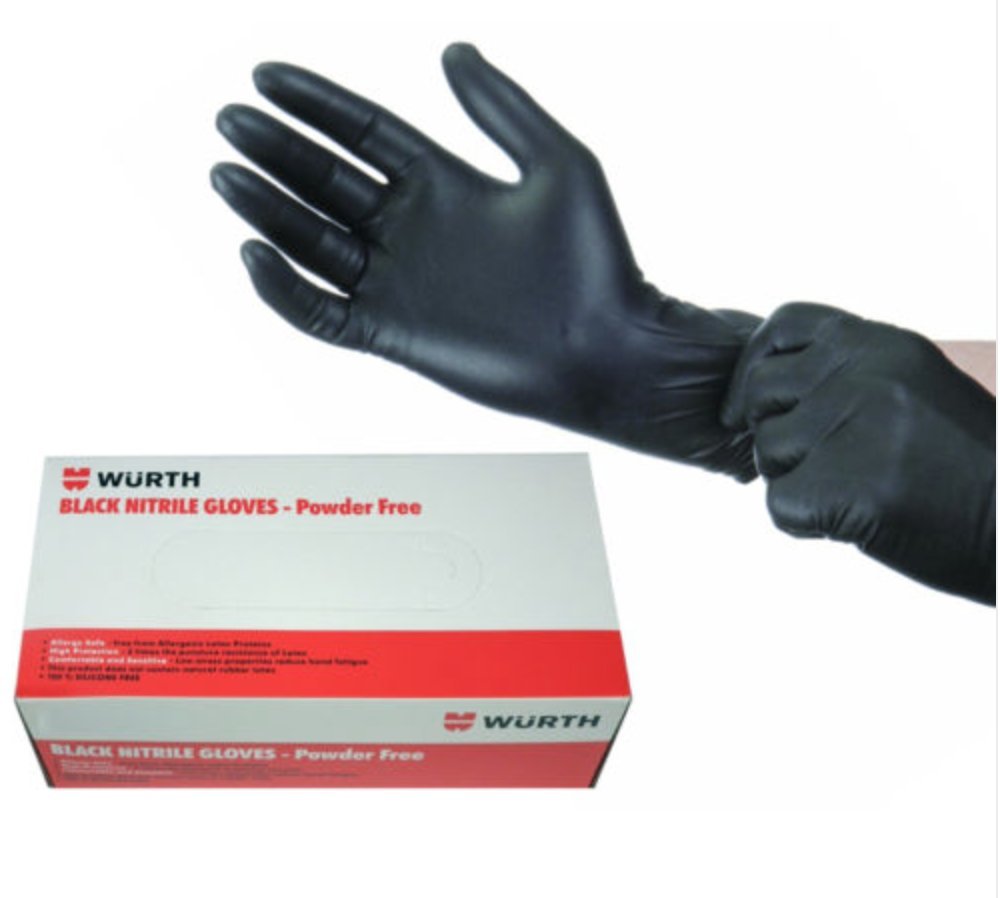 Wurth 100x Disposable Powder Free Nitrile Gloves - Tattoo/Garage/Medical Gloves (Extra Large)
