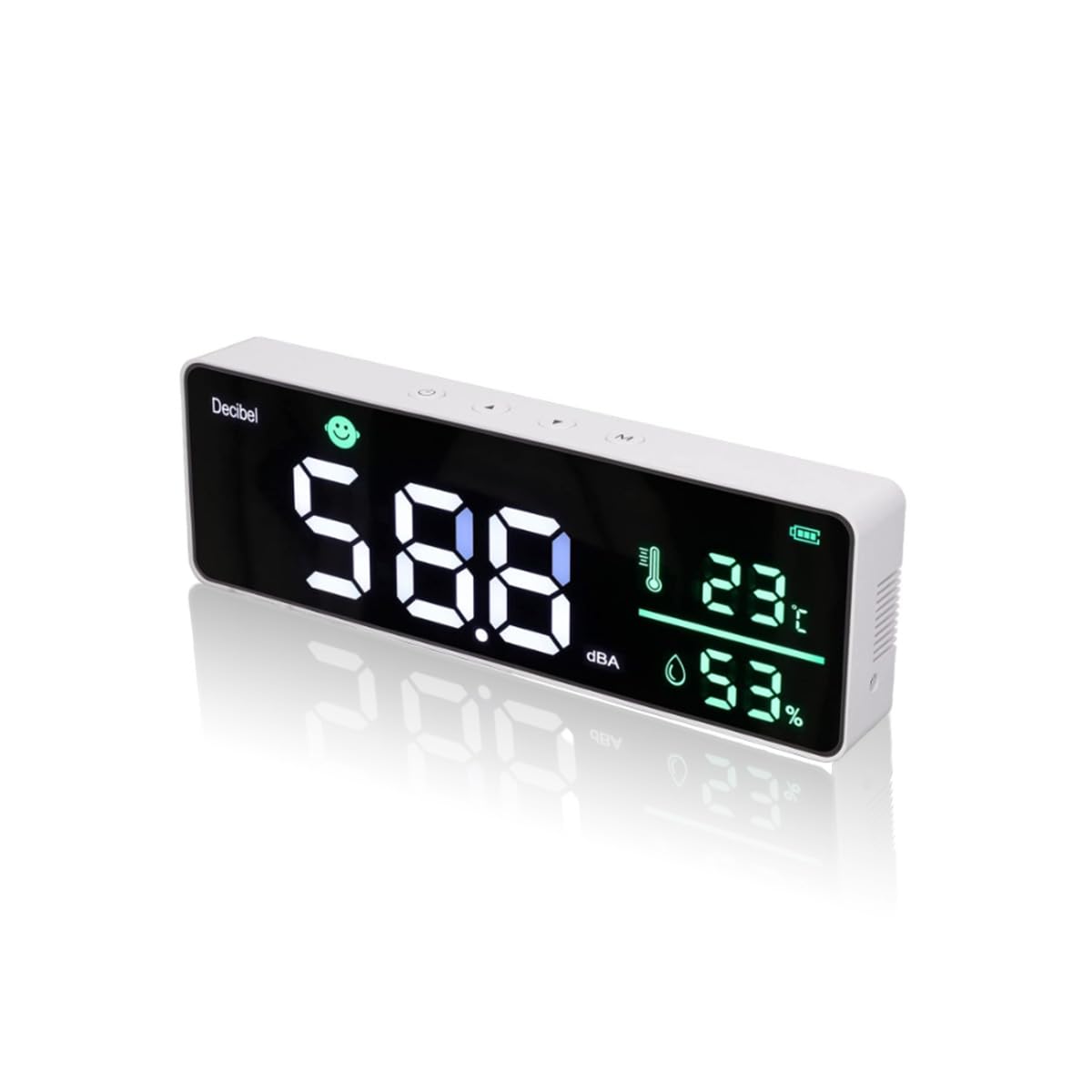 Decibel Meter Wall Hanging Sound Level Meter, 11 Inch Large LED Display Noise Temperature Humidity Meter, Auto Alarm Icon Noise Decibel Meter for Test Traffic Routes, Construction Sites