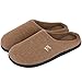 HomeIdeas Men's Coral Fleece Lining with High Density Memory Foam Classicism Slip-on Slipper (US Men's Size 9-10), Light Brown