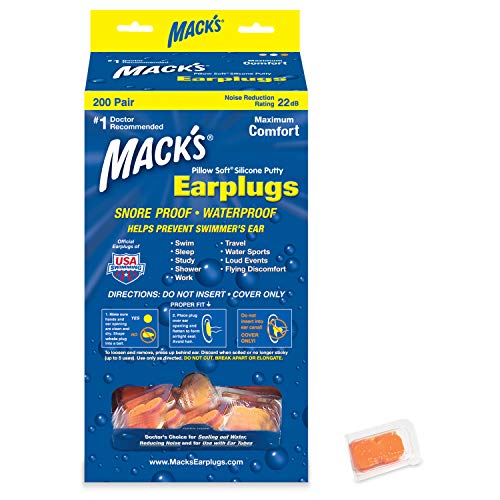 Mack's Pillow Soft Silicone Earplugs - 200 Pair Dispenser - The Original Moldable Silicone Putty Ear Plugs for Sleeping, Snoring, Swimming, Travel, Concerts and Studying (Orange) | Made in USA