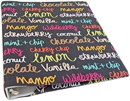 Ice Cream Stretch Fabric 3 Ring Binder Cover for 1 Inch to 1 and a Half Inch Wide Standard Binder