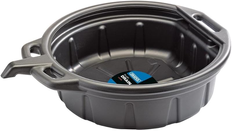 Draper 16L Oil Fluid Drain Pan 450mm UV Stabiliser Anti-Splash Drip Tray Black