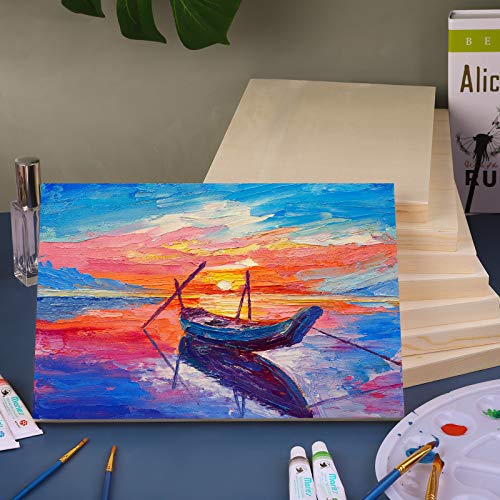 ADXCO 8 Pack Wood Panels 12 x 8 inch Wooden Canvas Board Unfinished