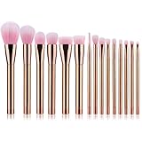 UNIMEIX 15pcs Makeup Brush Set Synthetic Kabuki Comestics Foundation Blending Blush Eyeliner Face Powder Brush Comestic Tool ( Golden)