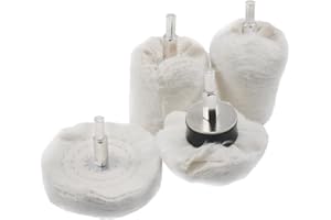 JUNLIXN 4 Pcs White Flannelette Polishing Wheels, 1/4" Shank Cotton Polishing Kits for Drill, Rotary Tools