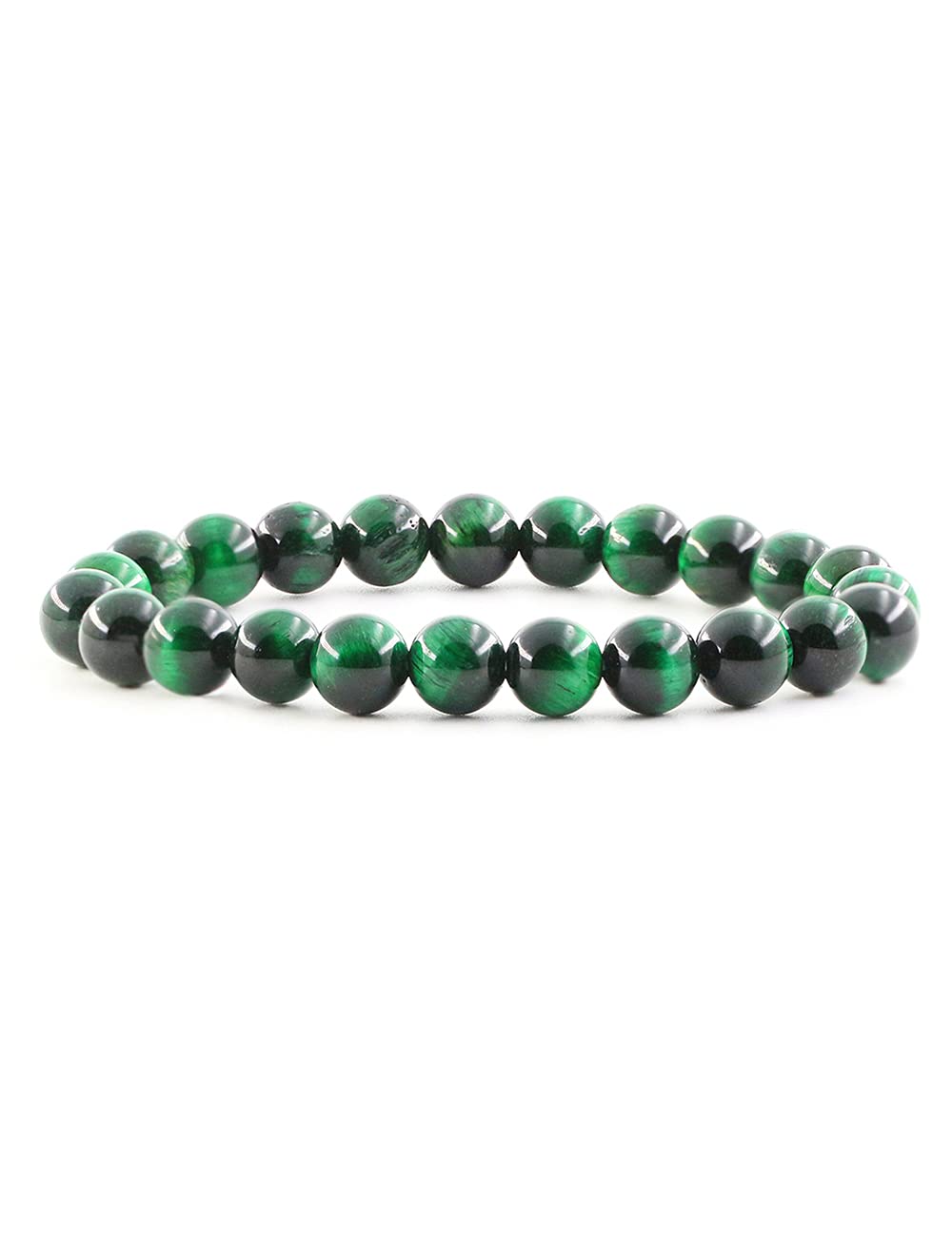Ouubuuy Green Tiger Eye Crystal Beads Bracelet 8mm Natural Gemstone Beaded Bracelets Healing Crystal Bracelet for Women Mothers Day Gifts