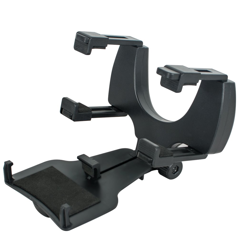 Car Phone Holder, ixaer Rearview Mirror Mount Stand Holder with One-Touch Design Dashboard for iPhone 7/7Plus/6s/6Plus/5S, Galaxy S5/S6/S7/S8, Google Nexus, LG, Huawei and More ( Black )