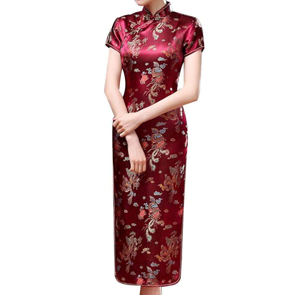 In Stock Long Qipao Dress High-Quality Material, Customizable