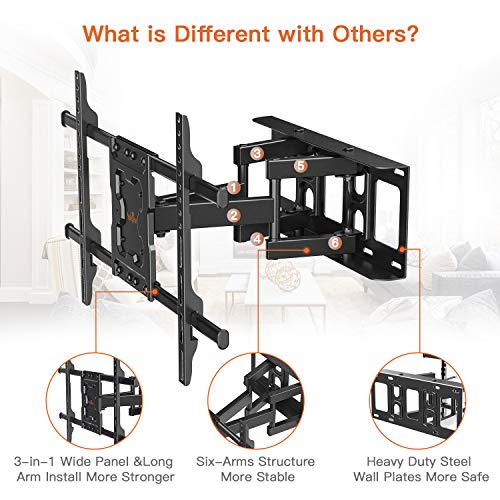 Perlegear Full Motion TV Wall Mount Bracket Dual Articulating Arms