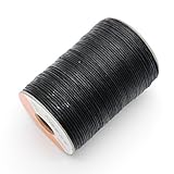 0.8mm 1 roll Polyester Leathercraft Small Waxed Thread for Leather Sewing (TSblack)