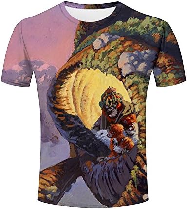 Mens 3D Print T-Shirt Creative Foggy Forest/Gorilla/Scenery Graphic Casual Short Sleeve Tops M