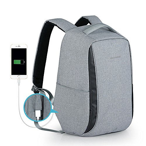 Hanke Anti-Theft Backpack Water-Resistant 14inch Laptop Student Bag With USB Charging Port For School Business