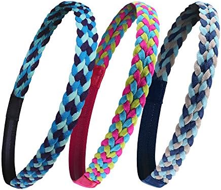 Lovtour Braided Sports Headbands Yoga Headband with Non Slip Elastic Stretch Mini Hair Bands Hair Accessories for Teens Girls Women Gym Running (3 Pack)