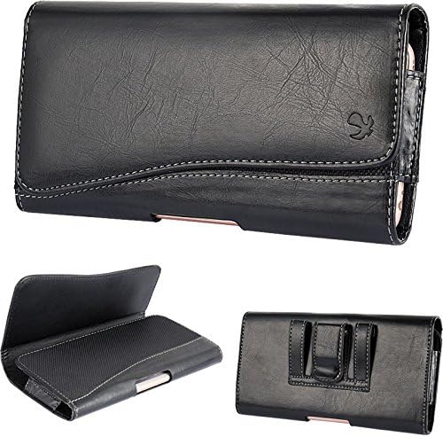 Iphone 6 Plus Iphone 6s Plus Case, Carrying Belt Clip Loops Travel Pouch Card Wallet Holder and Cleaning Cloth (Black)