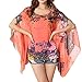 iNewbetter Women's Chiffon Caftan Poncho Tunic Top Cover up One Size Scarf Top (Red)