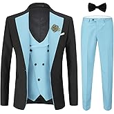 YFFUSHI Men's Slim Fit 3 Piece Suit One Button Blazer Vest Pants Wedding Prom Party Suits Set
