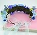 Vivivalue Handmade Rose Flower Headband Hair Wreath Halo Floral Garland Crown Headpiece with Ribbon Boho Festival Wedding Party Blue
