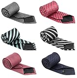 Set of 6 Elegant Neck Ties Mens Business Solid, Woven, Stripes Necktie Tie Mixed Set