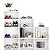 Finether 3-Tier Modular Side Cross Cut-Out Wood Plastic Composite Shelf Unit White Bookcase Storage Organizer Display, SGS Certified
