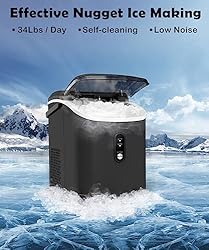 COWSAR Nugget Ice Maker Countertop, Chewable Pebble