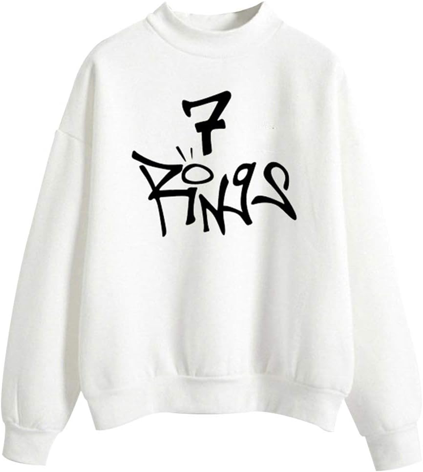 Bocaoying Unisex 7 Rings Pullover Sweatshirt Music Lyrics Lover Gift Casual Long Sleeve Sweatshirt(L White)