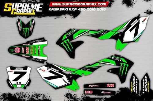 Kit Adhesives Matte Kawasaki Kxf 450 2016 2018 ADESIVI Stickers Kleber Aufkleber